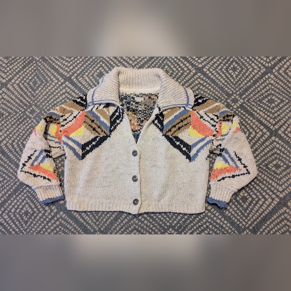 Anthropologie Pilcro Women's Sweater Geometric Patterned Cardigan
